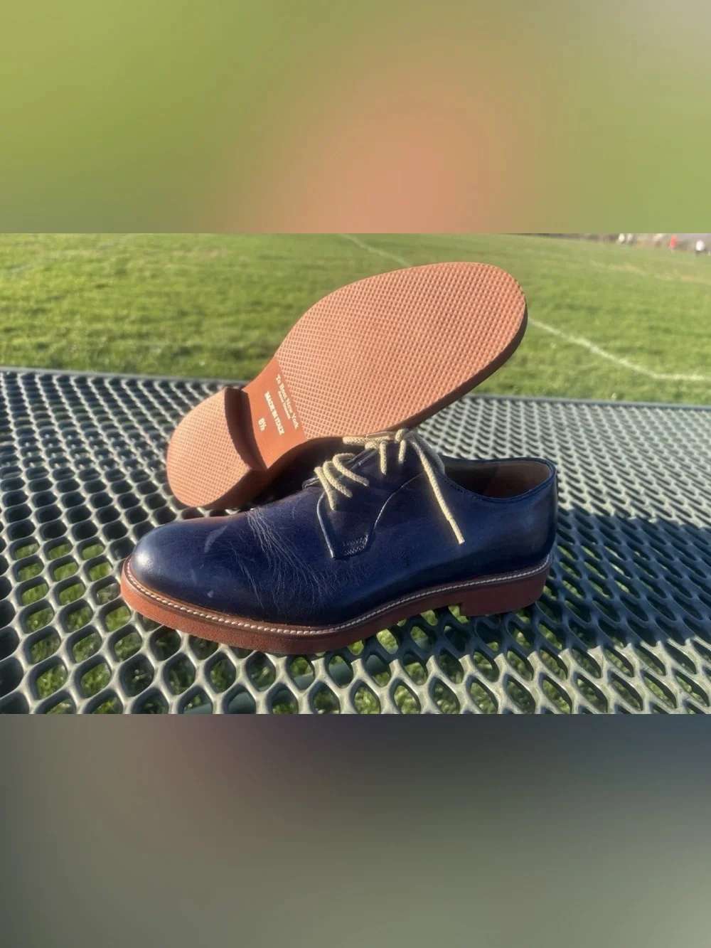 To Boot New York Joel Casual Oxfords Blue Leather Men's 8.5 Medium Made In Italy